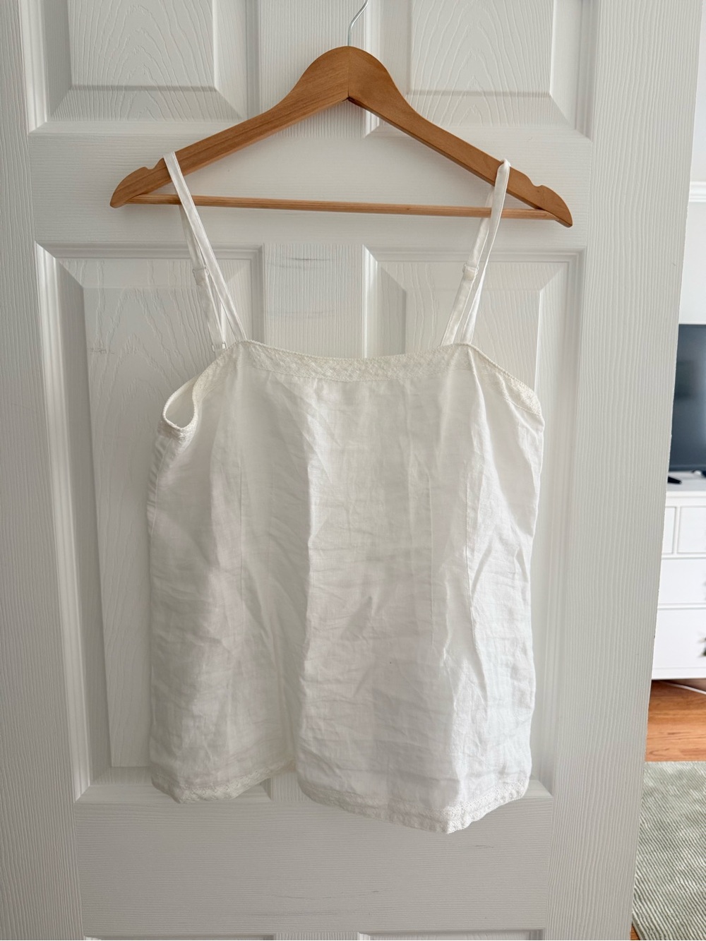 Eileen Fisher White Linen Blend Slip Camisole